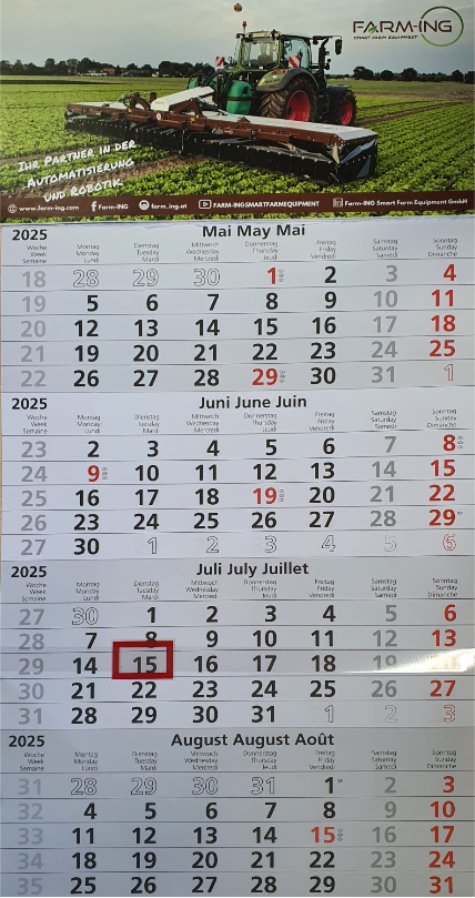 Kalender, 4 Monate mit Schieber und Werbefläche (300 x 160 mm)