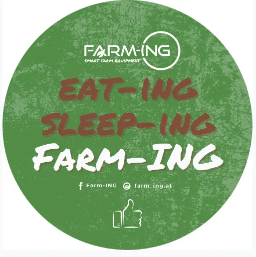 Aufkleber rund, 10 cm, Eat-Ing Sleep-Ing Farm-Ing